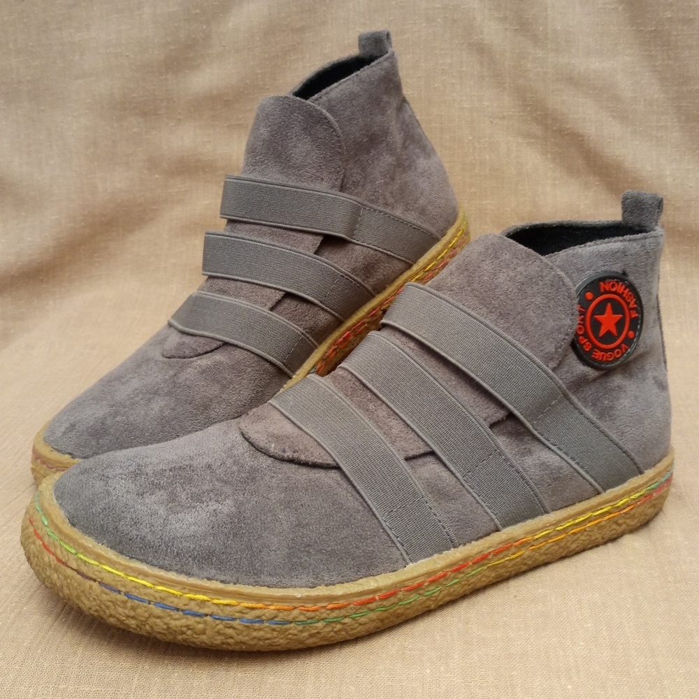 Gray Suede Slip Ons